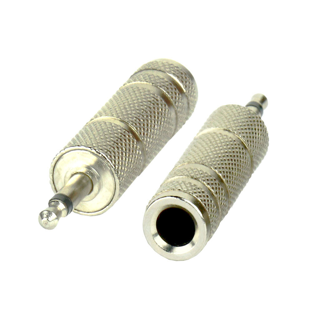 Tecnix 1/4" Jack to Mini Jack Stereo - Stereo Silver Chassis Adapter TAD-SJ-SMJ