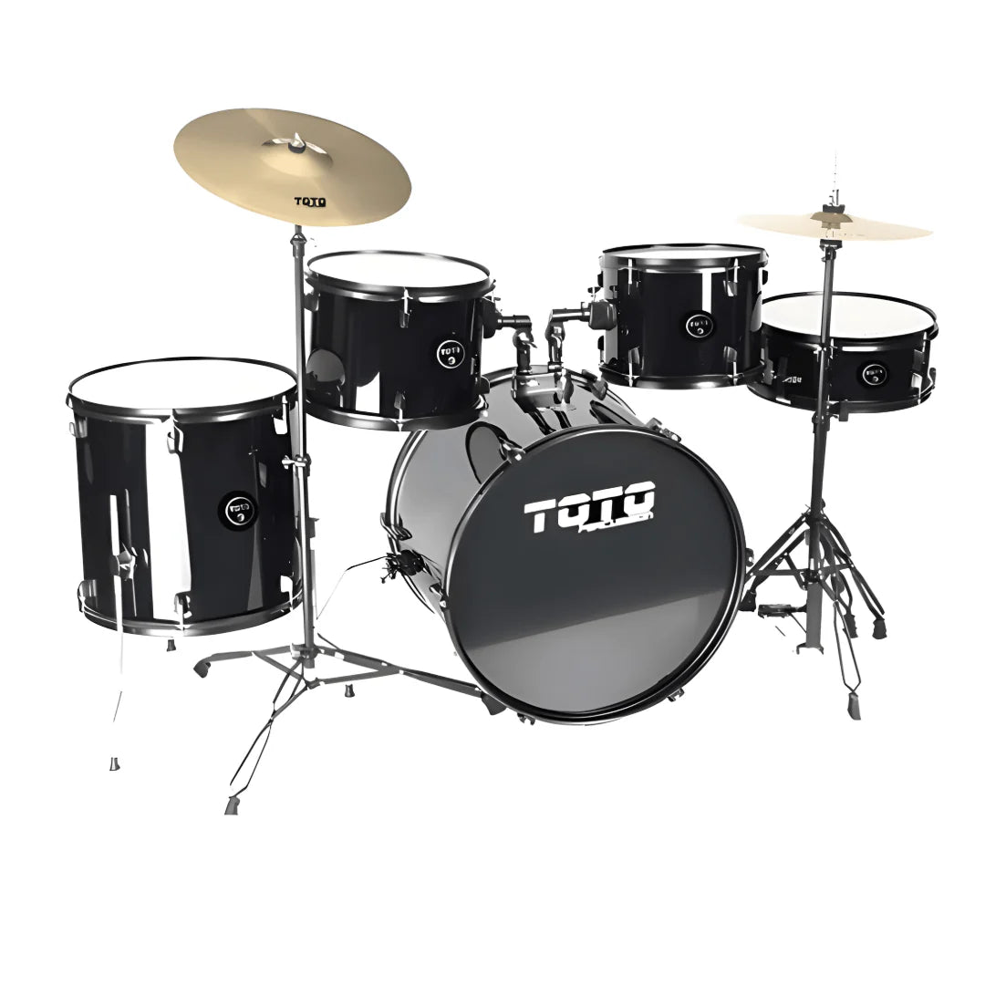 Toto Percussion 5-piece Drum Set W/Cymbal - Black TTD-5-BK