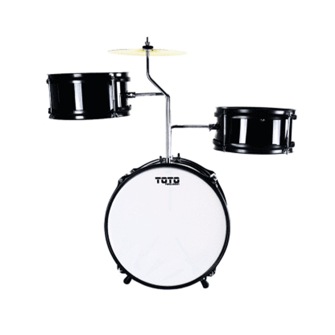 Toto Percussion 3-piece Kiddies Drum Set W/Cymbal - Black TTD-3-BK