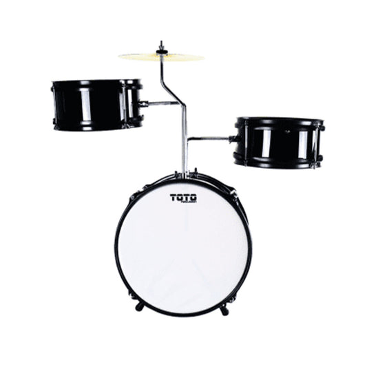Toto Percussion 3-piece Kiddies Drum Set W/Cymbal - Black TTD-3-BK
