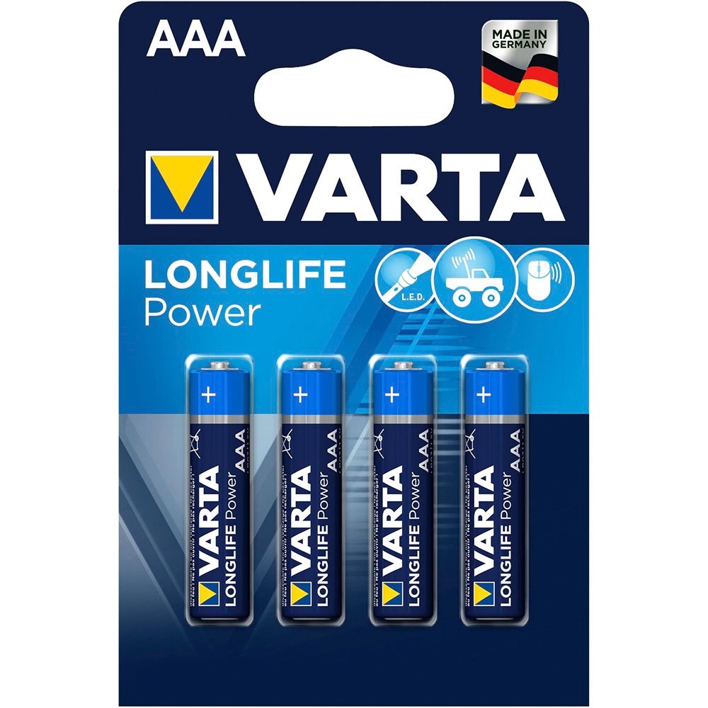 Varta Longlife AAA (LR03) Alkaline Batteries Blister Pack 4 Blue